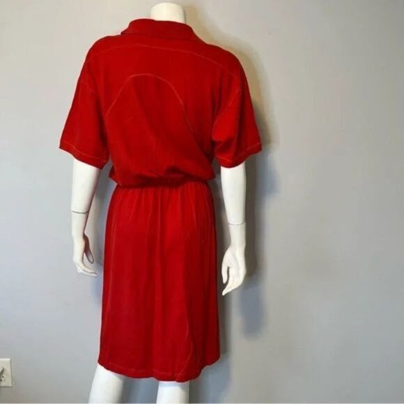 Vintage 90's red polo shirt dress 100% cotton by Liz Claiborne Size large - Picture 3 of 8